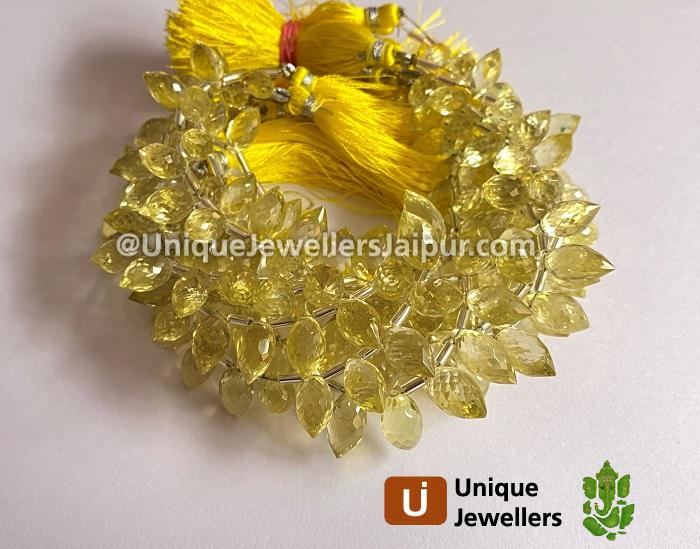 Lemon Quartz Faceted Dew Drops Beads