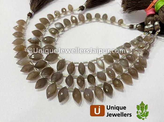 Chocolate Moonstone Faceted Dew Drops Beads