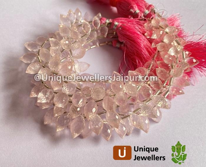 Rose Quartz Faceted Dew Drops Beads