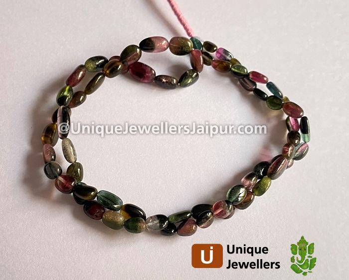 Bi Color Tourmaline Smooth Oval Beads