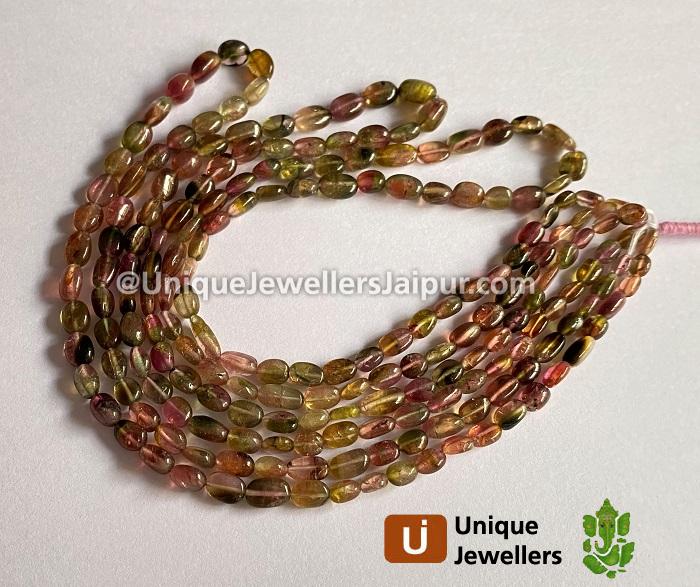 Bi Color Tourmaline Smooth Oval Beads