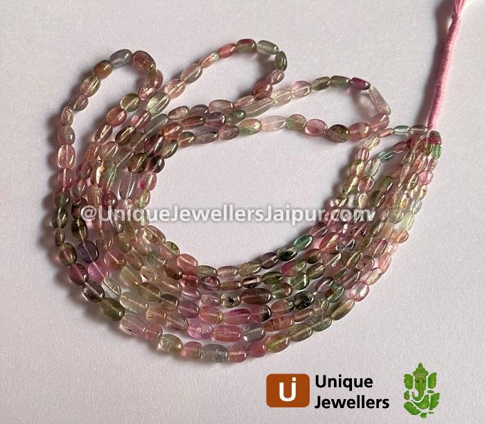 Bi Color Tourmaline Smooth Oval Beads