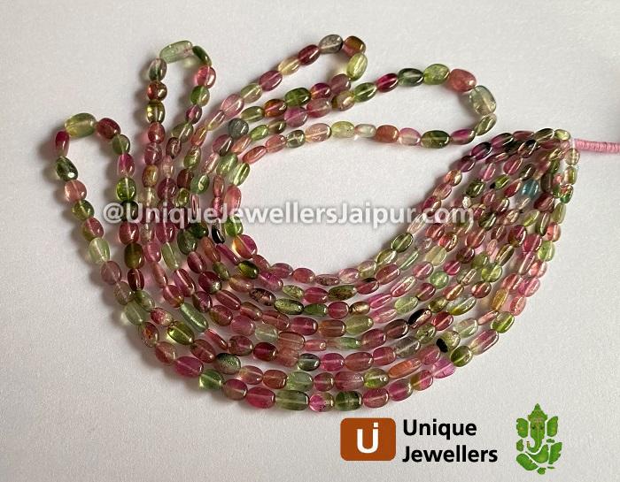 Bi Color Tourmaline Smooth Oval Beads
