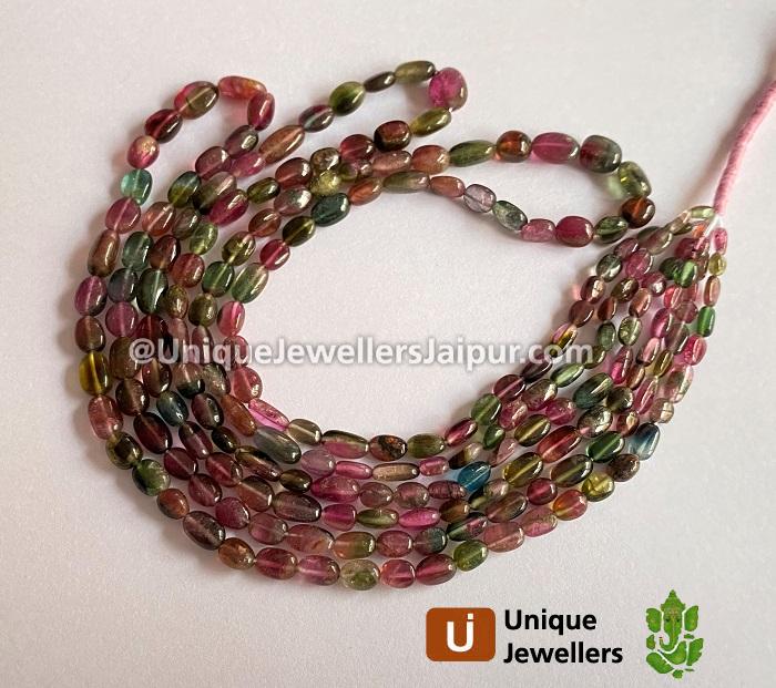 Bi Color Tourmaline Smooth Oval Beads