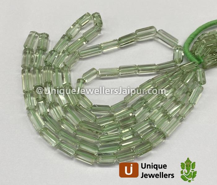 Green Amethyst Step Cut Cylinder Beads