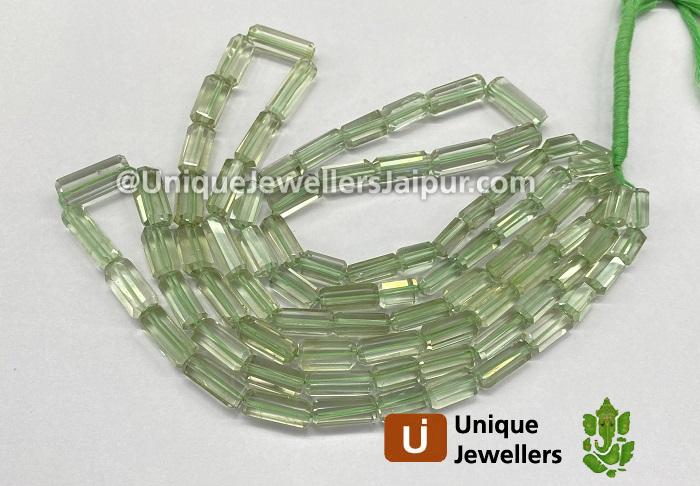 Green Amethyst Step Cut Cylinder Beads