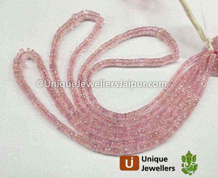 Morganite Faceted Tyre Beads