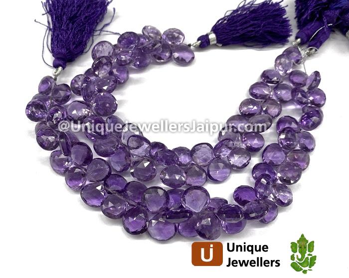 Amethyst Briollete Heart Beads