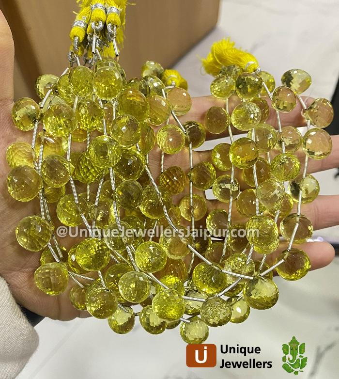 Lemon Quartz Faceted Onion Beads