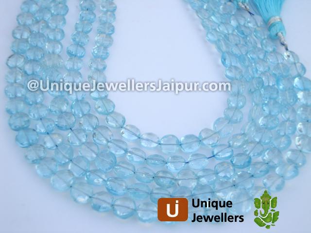 Sky Blue Topaz Faceted Coin Beads