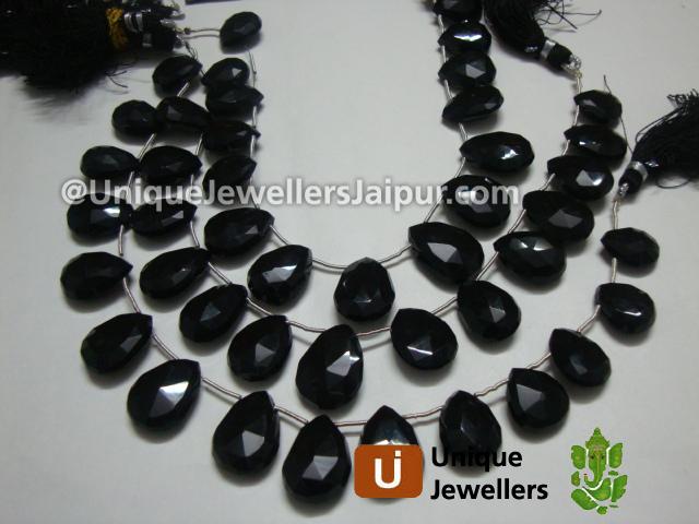 Black Onyx Faceted Pear Beads