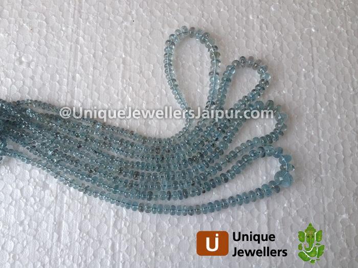 Blue Moss Aquamarine Plain Roundelle Beads