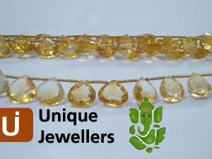 Citrine Concave Cut Heart Beads