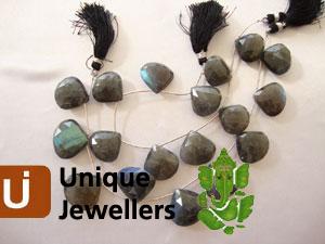 Labradorite Briollete Heart Beads