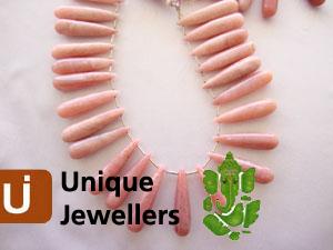 Pink Opel Plain Long Drop Beads