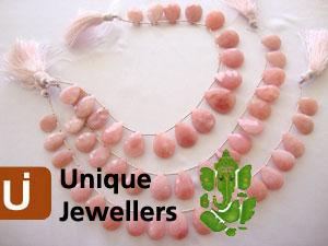 Pink Opel Briollete Pear Beads