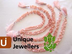 Pink Opel Faceted Drop Beads