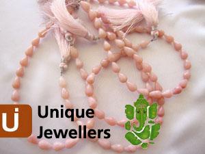 Pink Opel Faceted Drop Beads