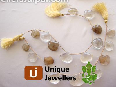 Golden Rutail Briollete Heart Beads