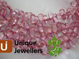 Pink Topaz Faceted Pear Beads