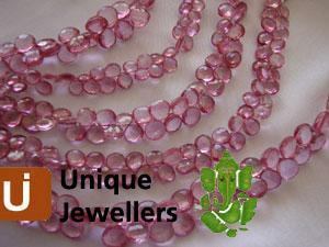 Pink Topaz Faceted Heart Beads