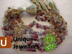 Multi Sapphire Briollete Heart Beads