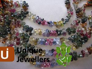 Multi Sapphire Briollete Pear Beads