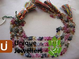 Multi Sapphire Briollete Heart Beads