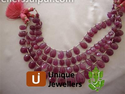 Pink Sapphire Briollete Pear Beads