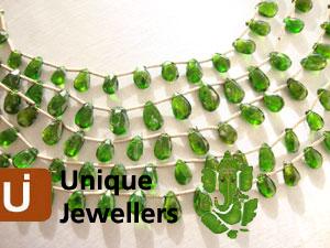 Chrome Diopside Briollete Pear Beads