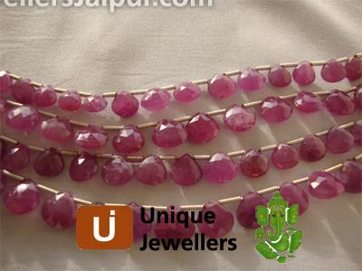Pink Sapphire Briollete Heart Beads