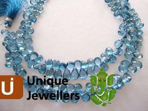 London Blue Topaz Briollete Pear Beads