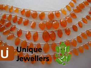 Carnelian Briollete Marquise Beads
