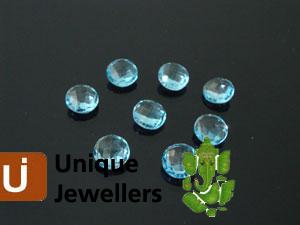 Sky Blue Topaz Briollete Round Beads