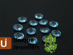 Sky Blue Topaz Briollete Oval Beads