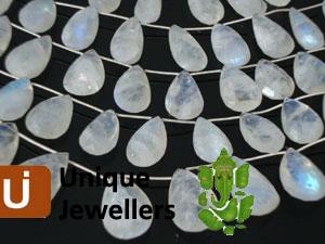 White Rainbow Briollete Pear Beads