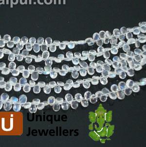 White Rainbow Briollete Pear Beads