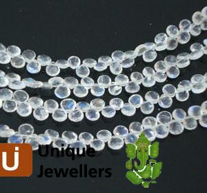 White Rainbow Briollete Heart Beads