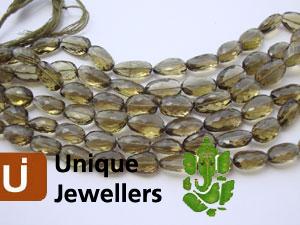 Olive Quartz Faceted Nugget Beads