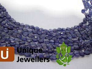 Iolite Faceted Coin Beads