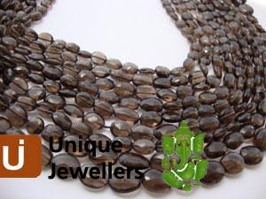 Smokey Faceted Oval Beads