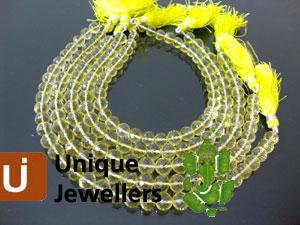 Lemon Quartz Far Faceted Round Beads