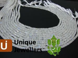 White Rainbow Faceted Tyre Beads