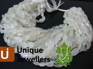 White Moonstone Plain Oval Beads