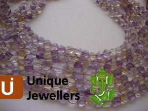 Ametrine Faceted Coin Beads