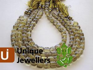 Bi Lemon Quartz Faceted Cube Beads