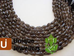 Smokey Faceted Drop Beads