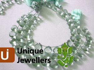 Green Amethyst Briollete Heart Beads
