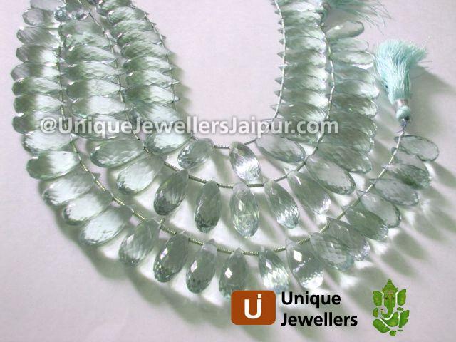 Green Amethyst Faceted Long Drop Beads
