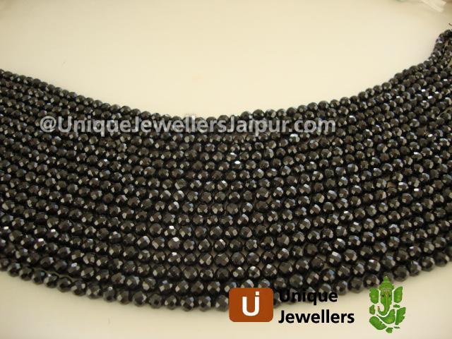 Black Spinel Faceted Round Beads